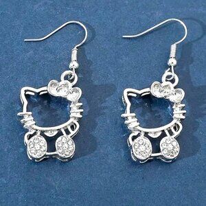 Earrings Hello Kitty Rhinestone Sanrio Crystal Dangle Emo Scene Trendy Stylish